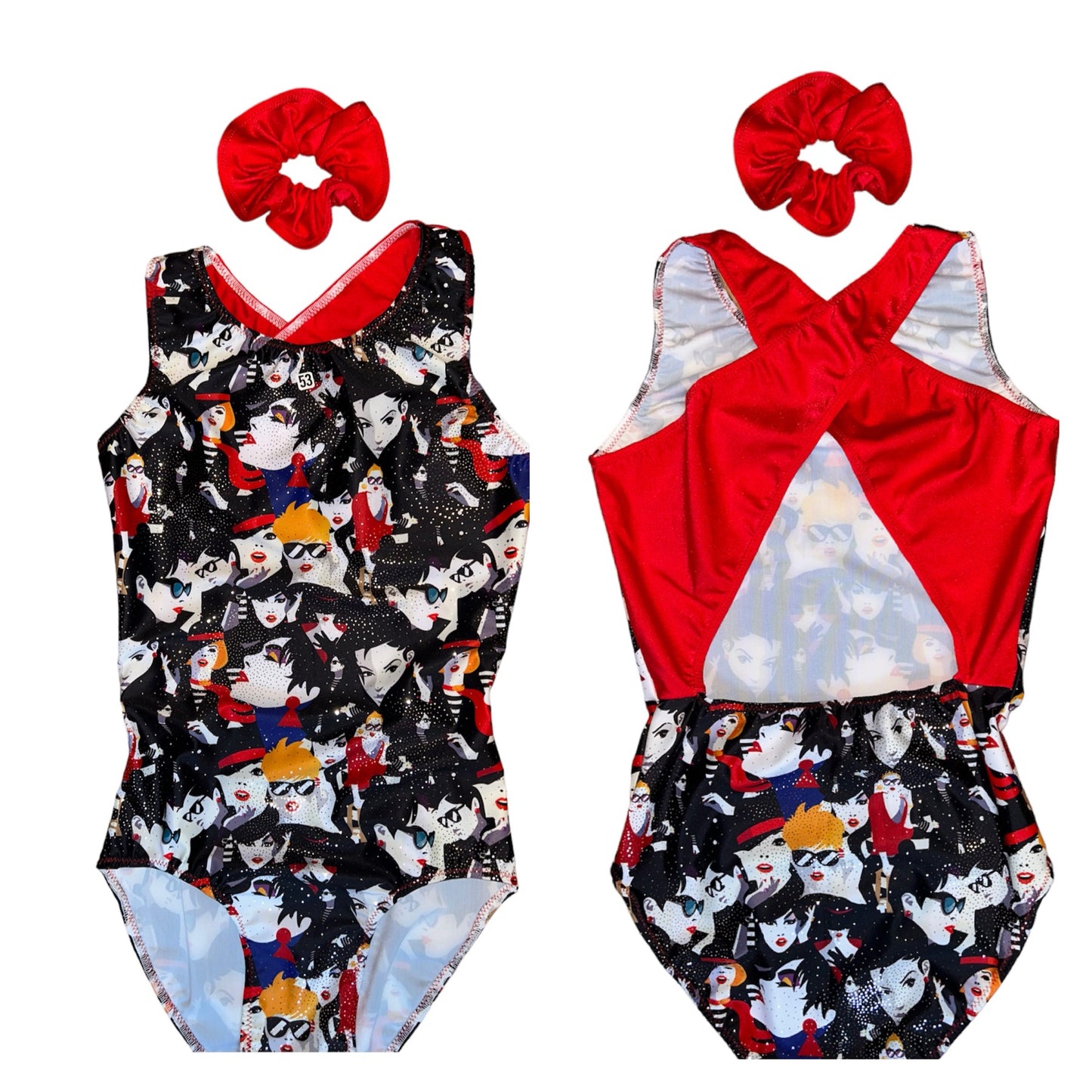 Faces design cross back leotard