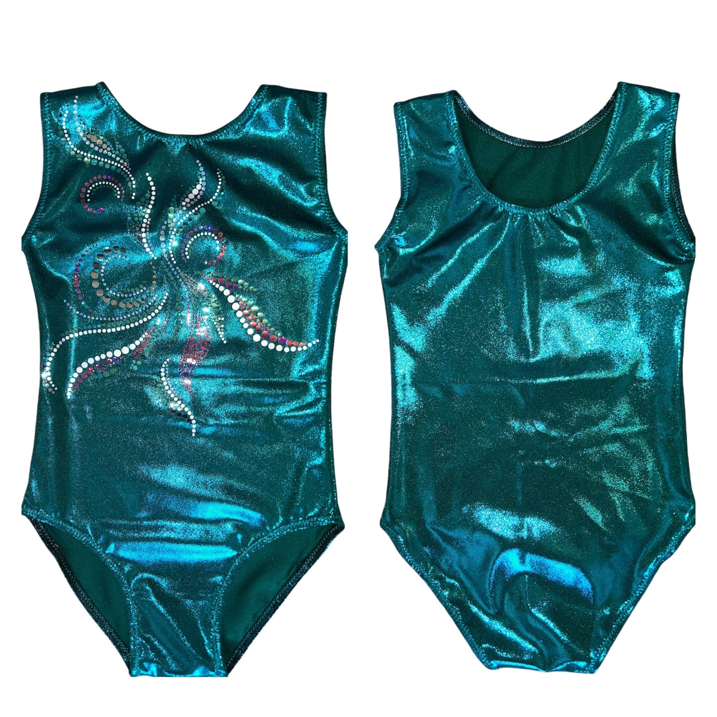 Jade green foil leotard