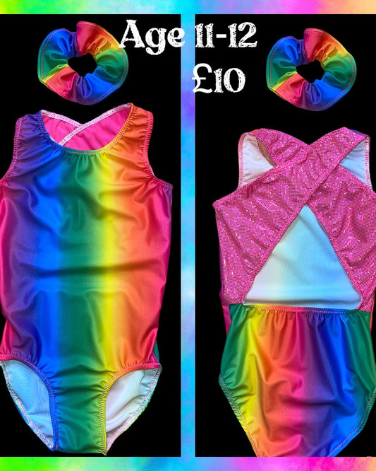 Rainbow/cerise cross back