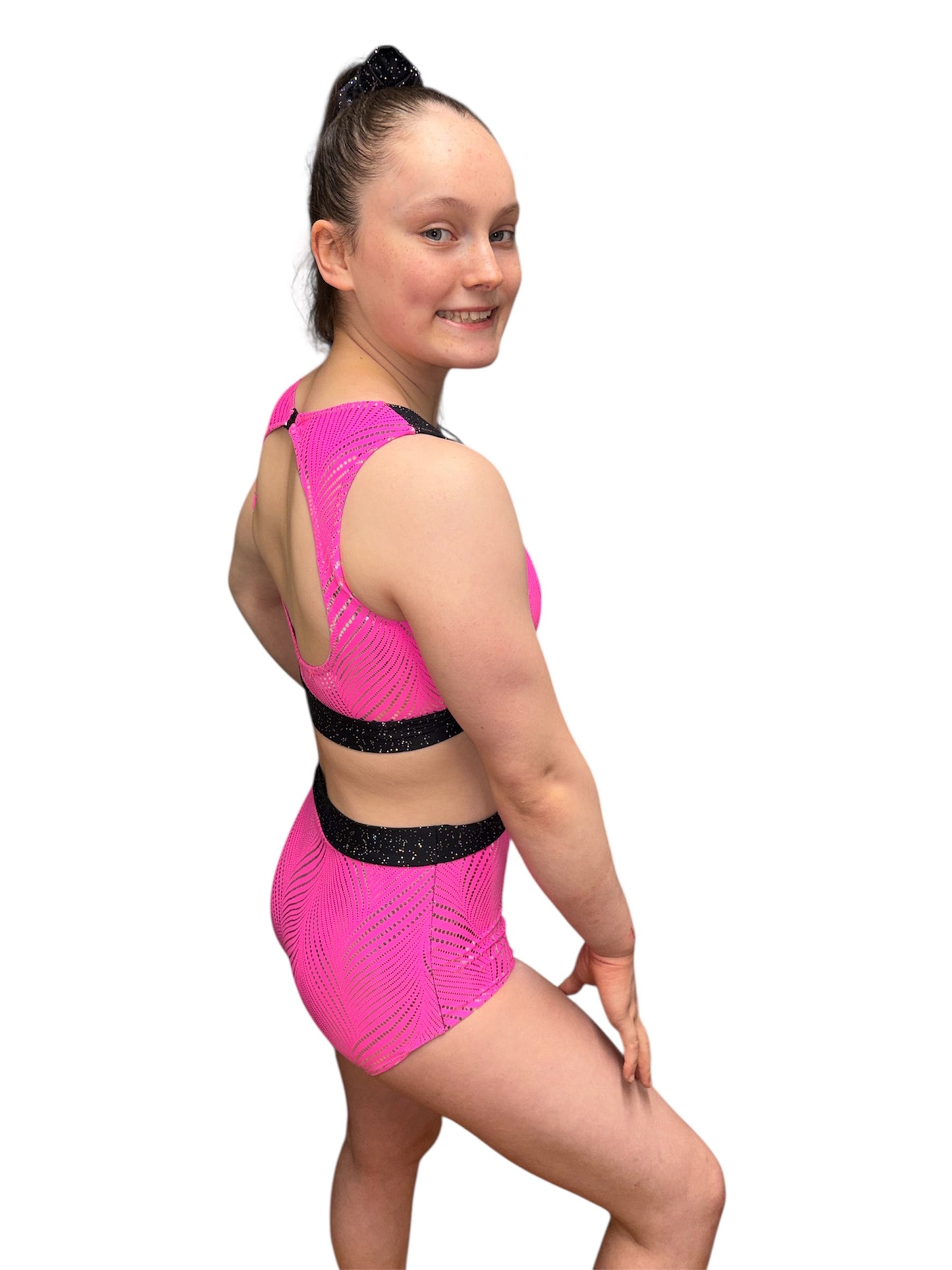 Jewel Pink/black two-piece set