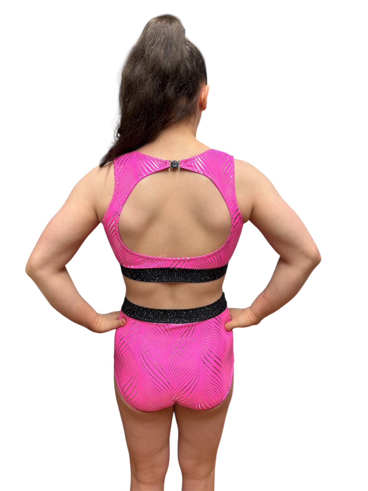 Jewel Pink/black two-piece set