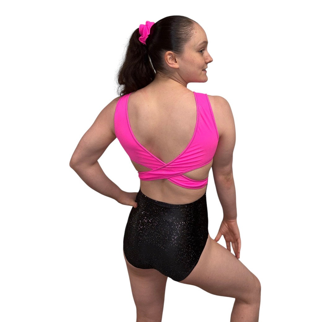 Kira Leotard Black/Pink Sparkle